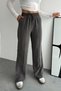 Lace-Up Elastic Waist Striped Palazzo Gabardine Women's Trousers 1205 -Form Series - 6