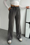 Lace-Up Elastic Waist Striped Palazzo Gabardine Women's Trousers 3194 - Special Series - 6