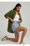 Oversized Linen Textured 100% Cotton Single-Pocket Loose Shirt - 7