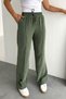 Lace-Up Elastic Waist Striped Palazzo Gabardine Women's Trousers 3194 - Special Series - 3