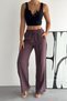 Lace-Up Elastic Waist Striped Palazzo Gabardine Women's Trousers 1205 -Form Series - 3