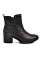 Black Genuine Leather Zippered Fleece Women's Heeled Boots - 2