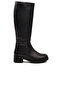 Black Genuine Leather Women's Heeled Boots with Fleece Inside - 2