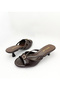Brown Color Buckle Detailed Low Heel Women's Shoes between 36-37-38-39-40 Slipper - 4