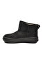 Black Nubuck Fur-Trimmed Women's Flat Boots - 4