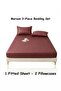 3-Piece Striped Fitted Maroon Bed Sheet Set with 2 Pillowcases, Soft Breathable Bedding - 6