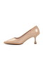 Beige Patent Leather Women's Heeled Shoes - 4