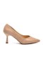 Beige Wrinkled Women's Heeled Shoes - 2