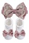 - Aaliyah Socks & Cute Ribbon Big Bow Headband Set - Old Rose
