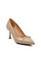 Beige Wrinkled Women's Heeled Shoes - 4