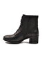 Black Genuine Leather Women's Heeled Boots with Fleece Inside - 4