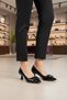 Black Wrinkled Women's High Heel Shoes - 3