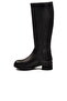 Black Genuine Leather Women's Heeled Boots with Fleece Inside - 4