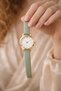 Uggys Minimal Green Leather Corded Gold Case Round Women's Wristwatch - 3