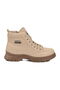 Beige Fur Lined Zippered Lace-Up Women's Sneaker Boots - 2