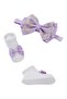- Aaliyah Socks & Cute Ribbon Big Bow Headband Set - Purple - 3