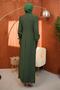 Green Crew Neck Stone Embroidered Evening Dress - 5