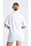 Women's Heart Patterned Short Sleeve Shirt Collar Shorts Pajama Set - 3
