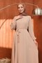 Mink Belted Stone Embellished Evening Dress - 2