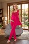 New Season Fuchsia Wide-Strap Summer Button Detailed Lace Piece 100% Cotton Maternity Pajama Set - 4