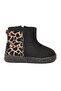Black Leopard Fur-Lined Zippered Baby Girl Flat Boots - 2