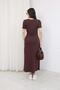 Women's Modal Fabric Crew Neck Dress with Tie Detail and Short Sleeves - 5