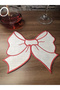 Set of 2 White Bowknot Embroidered Presentation Napkins - Special Design Coffee and Cocktail Decorative Napkins - 2