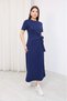 Women's Modal Fabric Crew Neck Dress with Tie Detail and Short Sleeves - 9