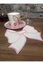 Set of 2 White Bowknot Embroidered Presentation Napkins - Special Design Coffee and Cocktail Decorative Napkins - 2