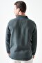 Men's Pine Green Long Sleeve V-Neck Collar Regular Muslin Shirt - 5
