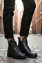 Black Genuine Leather Zippered Women's Heeled Boots - 3