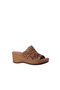 Genuine Leather Laser Cut Wedge Heel Women Slipper |   Alb26600602Y - 2