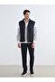 Navy Blue Standard Fit Stand Collar Men's Puffer Vest - 2