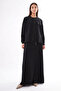 Front Zipper Beaded Detailed Bat Sleeve Bolero Dress Set 940 Black - 2