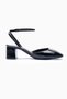 Women's Patent Leather Heeled Shoes Croco Patterned Helmet Helmeted Helina Black - 2
