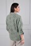 Women's Italian Clover Pattern Embossed Embroidery O Oversized K Linen Shirt - 4