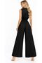 Women's Elegant Sleeveless Pleated Wide Leg Jumpsuit with Belt - 2