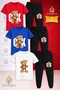 Children's Bear White Printed 3-Piece T-Shirt Tracksuit Set