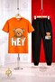 Children's Bear with Writing on His Back Printed 3-Piece T-Shirt Tracksuit Set - 3