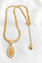 Allah Written Italian Chain Zircon Stone Gold Color Stainless Steel Women's Necklace - 4