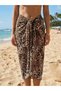 Women's Viscose Beach Dress and Pareo - Leopard and Multicolor Sarong That Can Be Converted to a Dress, 80X135 cm