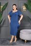 V-Neck Chiffon Sleeve Detail Slit Plus Size Midi Length Black Dress with Bow Accessory - 2