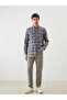 Regular Fit Long Sleeve Plaid Dobby Men's Shirt - 2