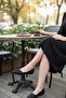 Women's Zigzag Knit Textured Stretchy Elegant Black Ballet Flats - 2