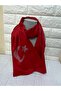 Red Stone Embroidered Moon Star Turkish Flag Long Scarf - Show April 23Rd Bayram Event - 3