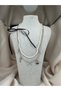 Multi-Layered Women's Necklace with Pearl Detail and Heart Lock and Key Figure