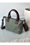 Khaki Green Linen Women's Mini Letter Model Handbag and Shoulder Bag - 3