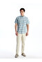 Regular Fit Short Sleeve Plaid Poplin Men's Shirt - 2