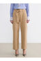 Beige Women's Trousers with Waist Belt - 2