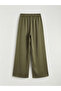 Khaki Women's Pants with Elastic Waist Modal Blend - 7